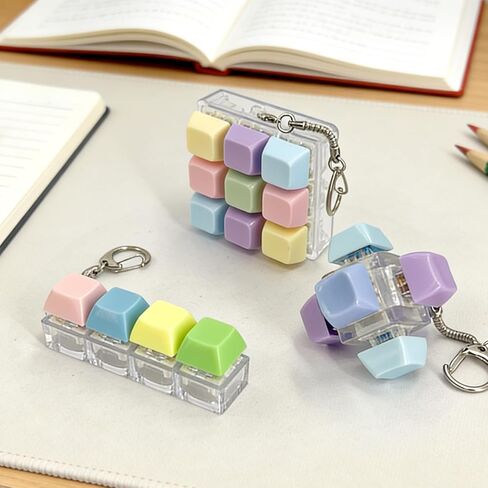 Keyboard Fidget, 3 Pack Macaron Color Clicker Keychain - Clicky Switch Sensory Keyboard for Anxiety Stress Relief, Portable Fidget Clicker for Adults in Kuwait