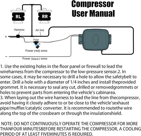 Universal 150 PSI Small Onboard Air Compressor, Replacement for Truck/Car Train Horn/Suspension/Ride/Bag kit/System 12V Black in Kuwait