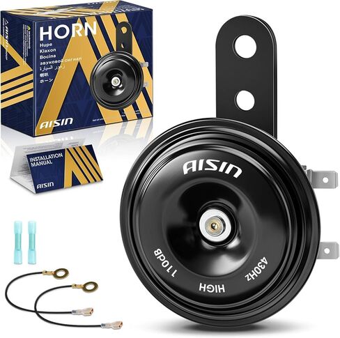 AISIN AFTERMARKET HORAZ-00003 قرص كهربائي عالي النغمة عالمي - متوافق مع سيارات الركاب والمركبات التجارية على الطرق الوعرة والدراجات البخارية والدراجات الترابية والدراجات النارية والدراجات النارية - 110 ديسيبل 12 فولت 4 أمبير 76 مم in Kuwait