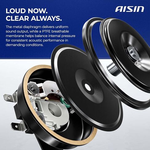 AISIN AFTERMARKET HORAZ-00003 قرص كهربائي عالي النغمة عالمي - متوافق مع سيارات الركاب والمركبات التجارية على الطرق الوعرة والدراجات البخارية والدراجات الترابية والدراجات النارية والدراجات النارية - 110 ديسيبل 12 فولت 4 أمبير 76 مم in Kuwait
