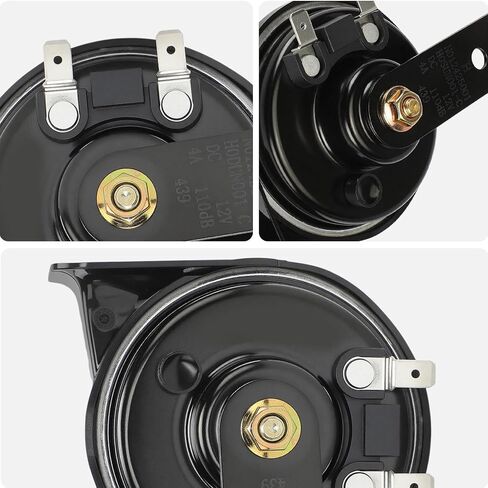 AISIN AFTERMARKET HORAZ-00002 Set of 2 High and Low Dual Tone Electric Snail Horn Universal - Compatible with Passenger Cars, Motorcycles, Trucks, Commercial & Off-Road Vehicles - 110 dB 12V 4A 80mm in Kuwait