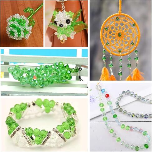 1000pcs Green Glass Beads for Jewelry Making - Assorted Size and Styles (Bicone, Rondelle, Suquare, Four-Leaf Clover, Crackle Round) Craft Crystal Beads for Bracelet Necklace Earring with 1 Box in Saudi Arabia