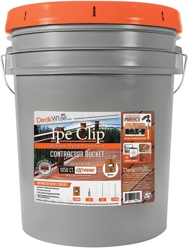 DeckWise (Black) Ipe Clip Extreme Hidden Deck Fasteners, 3/32" Spacing, Includes Stainless Steel Black #8x2" Trim-Head Screws for 600 Sq. Ft. of AD Hardwood or Thermal Wood Decks (1050 Bucket) in Saudi Arabia