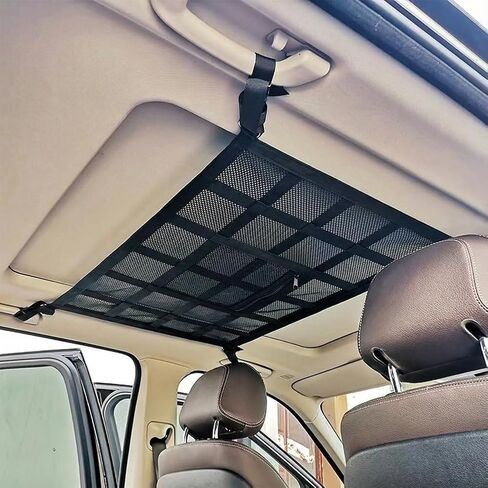 Upgrade Car Ceiling Cargo Net Pocket, 35.43" x 25.59" Double-Layer Car Roof Storage Organizer, Overhead Net for Truck, SUV & Van Camping, Travel Road Trips, Van Life Essentials in Kuwait