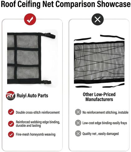 Upgrade Car Ceiling Cargo Net Pocket, 35.43" x 25.59" Double-Layer Car Roof Storage Organizer, Overhead Net for Truck, SUV & Van Camping, Travel Road Trips, Van Life Essentials in Kuwait