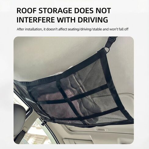 Upgrade Car Ceiling Cargo Net Pocket, 35.43" x 25.59" Double-Layer Car Roof Storage Organizer, Overhead Net for Truck, SUV & Van Camping, Travel Road Trips, Van Life Essentials in Kuwait