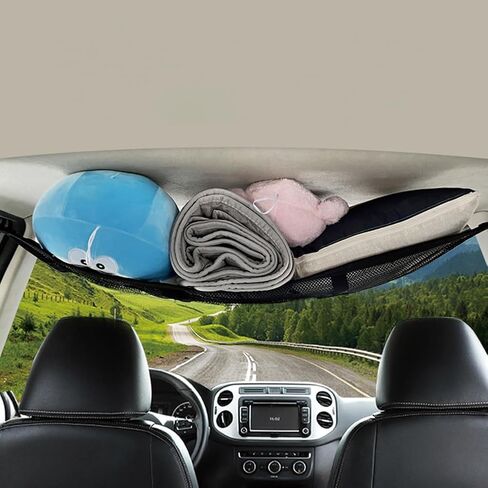 Upgrade Car Ceiling Cargo Net Pocket, 35.43" x 25.59" Double-Layer Car Roof Storage Organizer, Overhead Net for Truck, SUV & Van Camping, Travel Road Trips, Van Life Essentials in Kuwait