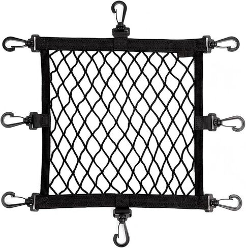 Motorcycle Helmet Cargo Net, Double Layer 13.78" x 13.78" Elastic Mesh, 8 Heavy Duty Adjustable Hooks Helmet Luggage Net, Universal for Motorcycle ATV Scooter (Black) in Saudi Arabia