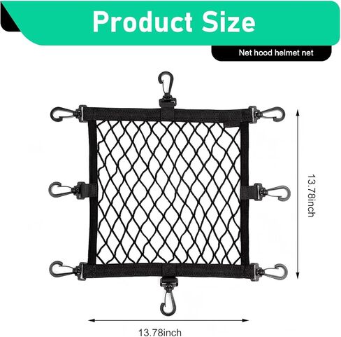 Motorcycle Helmet Cargo Net, Double Layer 13.78" x 13.78" Elastic Mesh, 8 Heavy Duty Adjustable Hooks Helmet Luggage Net, Universal for Motorcycle ATV Scooter (Black) in Saudi Arabia
