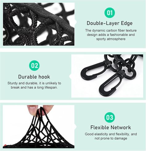 Motorcycle Helmet Cargo Net, Double Layer 13.78" x 13.78" Elastic Mesh, 8 Heavy Duty Adjustable Hooks Helmet Luggage Net, Universal for Motorcycle ATV Scooter (Black) in Saudi Arabia