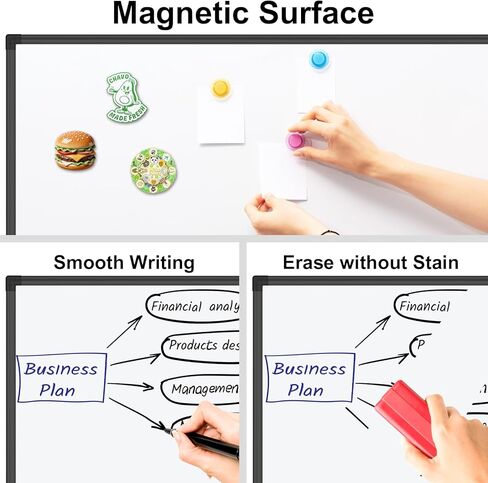 XBoard Magnetic Dry Erase Board/Whiteboard 36 X 24 Inches, White Board with Black Aluminum Frame for Home, Office, School in Saudi Arabia