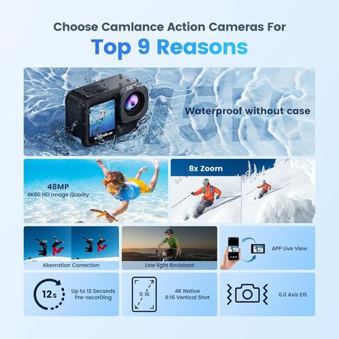 4K 30FPS Action Camera with 64G SD Card,131FT Waterproof Camera, WiFi Underwater Camera 20MP, Helmet Camera with Remote Control, 170° Sports Camera, Vlogging Camera with Mounting Kit in Saudi Arabia