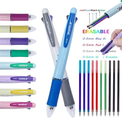 48 x 4-in-1 Ballpoint Pen Refills - Multifunctional - 0.5 mm - Black, Blue, Red, Green Ink, International Standard Refill, for School, Office (48 Pieces) in Saudi Arabia