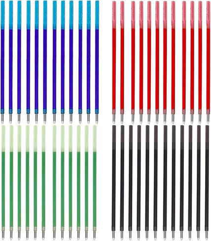 48 x 4-in-1 Ballpoint Pen Refills - Multifunctional - 0.5 mm - Black, Blue, Red, Green Ink, International Standard Refill, for School, Office (48 Pieces) in Saudi Arabia
