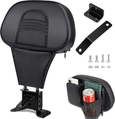 Benlari Rider Driver Backrest, Detachable Adjustable Plug-in Driver Rider Backrest Pad Fit for Harley Davidson Touring Street Glide Road Glide Electra Glide Road King CVO 1988-2024, Black in Kuwait