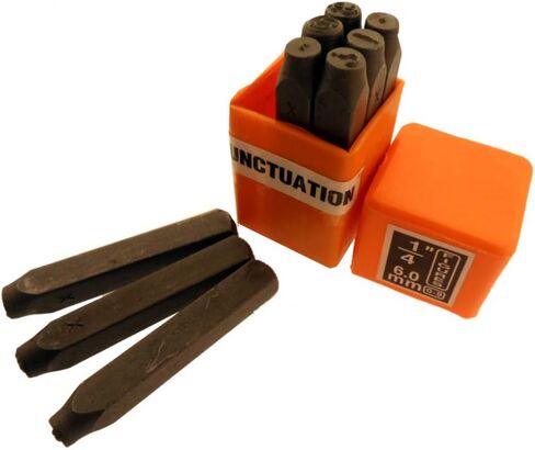 9 Pc. Punctuation Mark Punch Set | Hardened Carbon Steel | 1/4" (6 mm) Size | ?, !, #, $, @,), Period, Comma, Quotation | 2.75" (7 cm) Length | Versatile for Metal, Leather & More in Saudi Arabia