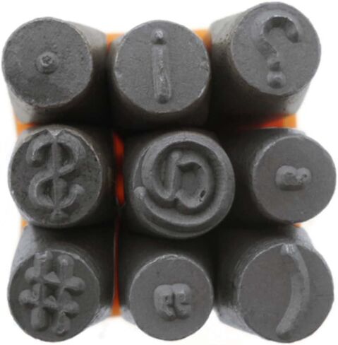 9 Pc. Punctuation Mark Punch Set | Hardened Carbon Steel | 1/4" (6 mm) Size | ?, !, #, $, @,), Period, Comma, Quotation | 2.75" (7 cm) Length | Versatile for Metal, Leather & More in Saudi Arabia