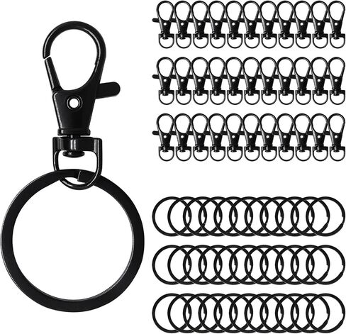 68PCS Swivel Snap Hooks with Key Rings, Zinc Alloy Lobster Claw Clasps, Includes 34PCS Keychain Clips Hooks and 34PCS Key Chain Rings, for Keychains Lanyard Jewelry Making Crafts (Black) in Saudi Arabia