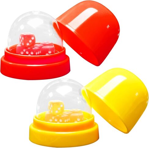 Upgraded 12 Dice Cups Set, Transparent Anti-Cheat Shaker with Lids, 2 Pack (Red & Yellow) for Yacht, Farkle, Liar's Dice, Board Games, Travel in Saudi Arabia