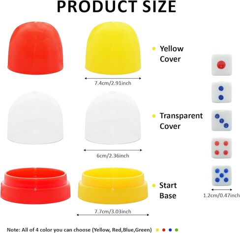 Upgraded 12 Dice Cups Set, Transparent Anti-Cheat Shaker with Lids, 2 Pack (Red & Yellow) for Yacht, Farkle, Liar's Dice, Board Games, Travel in Saudi Arabia