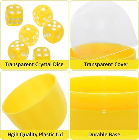 Upgraded 12 Dice Cups Set, Transparent Anti-Cheat Shaker with Lids, 2 Pack (Red & Yellow) for Yacht, Farkle, Liar's Dice, Board Games, Travel in Saudi Arabia