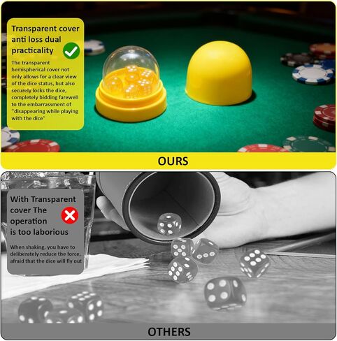 Upgraded 12 Dice Cups Set, Transparent Anti-Cheat Shaker with Lids, 2 Pack (Red & Yellow) for Yacht, Farkle, Liar's Dice, Board Games, Travel in Saudi Arabia