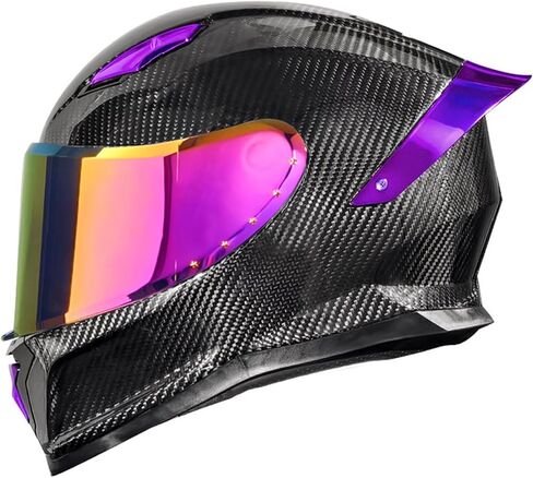 Motorcycle Carbon Fiber Full Face Helmets, with Spoiler Sport Touring Street Moped Scooter Chopper ATV Snowmobile Motorcycle Helmet, DOT Approved in Saudi Arabia