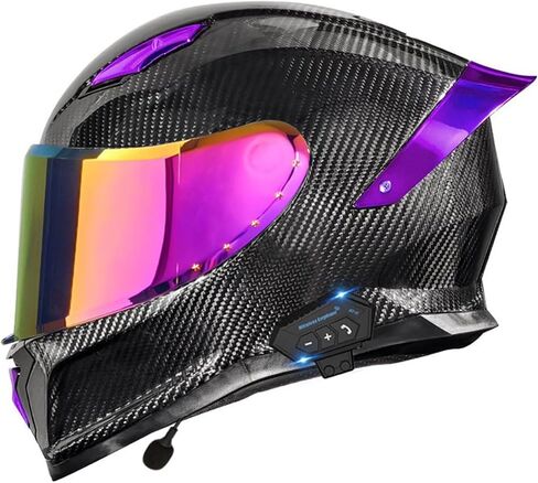 Motorcycle Carbon Fiber Full Face Helmets, with Spoiler Sport Touring Street Moped Scooter Chopper ATV Snowmobile Motorcycle Helmet, DOT Approved in Saudi Arabia