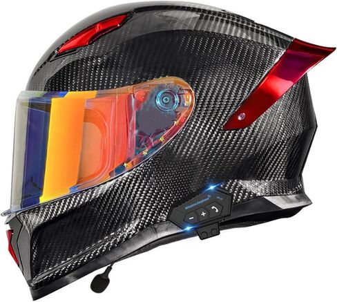 Motorcycle Carbon Fiber Full Face Helmets, with Spoiler Sport Touring Street Moped Scooter Chopper ATV Snowmobile Motorcycle Helmet, DOT Approved in Saudi Arabia