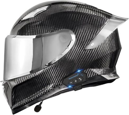 Motorcycle Carbon Fiber Full Face Helmets, with Spoiler Sport Touring Street Moped Scooter Chopper ATV Snowmobile Motorcycle Helmet, DOT Approved in Saudi Arabia