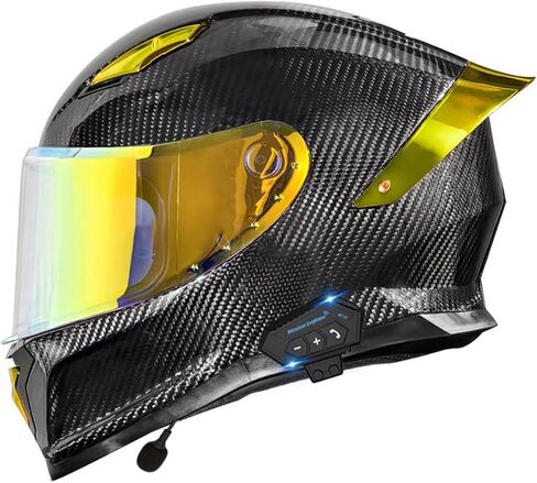 Motorcycle Carbon Fiber Full Face Helmets, with Spoiler Sport Touring Street Moped Scooter Chopper ATV Snowmobile Motorcycle Helmet, DOT Approved in Saudi Arabia