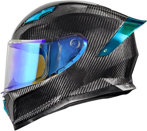 Motorcycle Carbon Fiber Full Face Helmets, with Spoiler Sport Touring Street Moped Scooter Chopper ATV Snowmobile Motorcycle Helmet, DOT Approved in Saudi Arabia