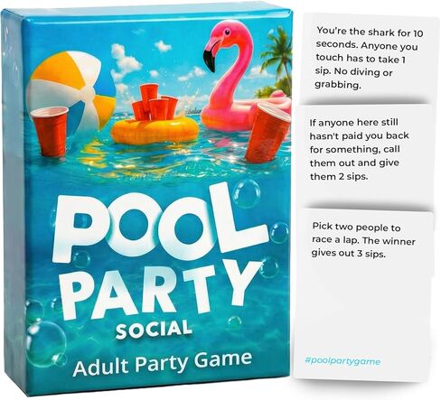 Pool Party Adult Party Game, Waterproof Card Game for Adults, Fun Pool Games for Adult, Best Pool Toys and Pool Accessories for Summer, 100 Cards in Kuwait