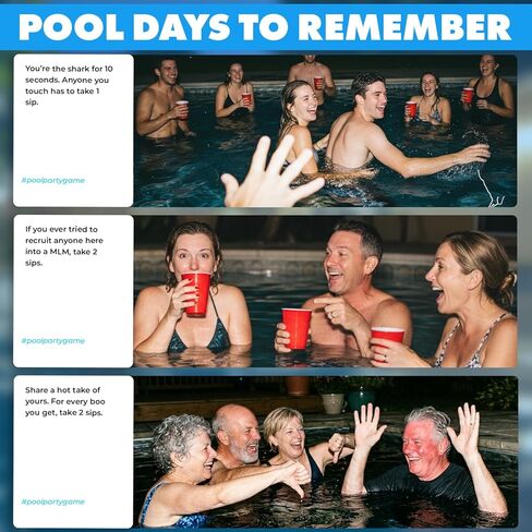 Pool Party Adult Party Game, Waterproof Card Game for Adults, Fun Pool Games for Adult, Best Pool Toys and Pool Accessories for Summer, 100 Cards in Kuwait