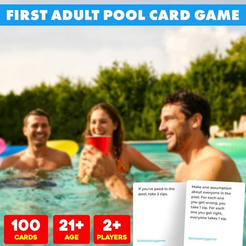Pool Party Adult Party Game, Waterproof Card Game for Adults, Fun Pool Games for Adult, Best Pool Toys and Pool Accessories for Summer, 100 Cards in Kuwait