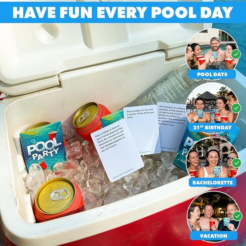 Pool Party Adult Party Game, Waterproof Card Game for Adults, Fun Pool Games for Adult, Best Pool Toys and Pool Accessories for Summer, 100 Cards in Kuwait