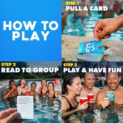 Pool Party Adult Party Game, Waterproof Card Game for Adults, Fun Pool Games for Adult, Best Pool Toys and Pool Accessories for Summer, 100 Cards in Kuwait