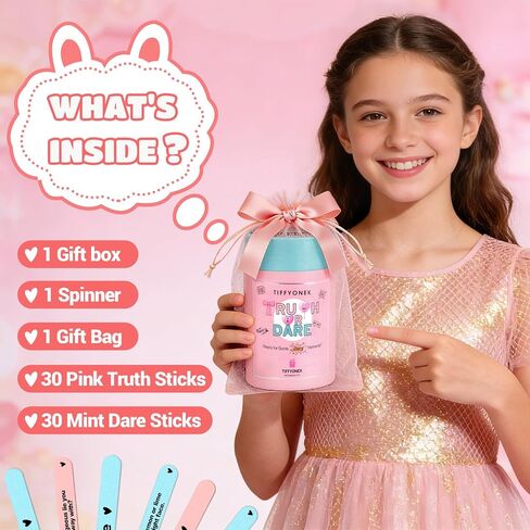 Slumber Party Games for Girls Ages 8-12 10-14 - Fun Sleepover Activities & Board Games for Teens - 60 Truths and Dares Question or Challenge Game - Birthday Gift for Tween Girls (Pink) in Saudi Arabia