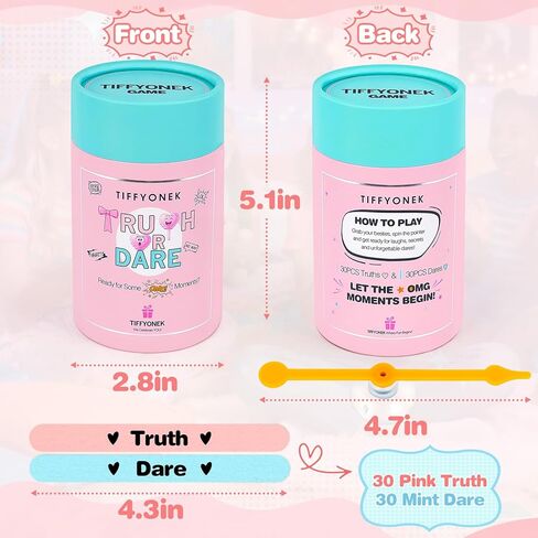 Slumber Party Games for Girls Ages 8-12 10-14 - Fun Sleepover Activities & Board Games for Teens - 60 Truths and Dares Question or Challenge Game - Birthday Gift for Tween Girls (Pink) in Saudi Arabia