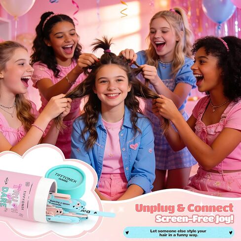 Slumber Party Games for Girls Ages 8-12 10-14 - Fun Sleepover Activities & Board Games for Teens - 60 Truths and Dares Question or Challenge Game - Birthday Gift for Tween Girls (Pink) in Saudi Arabia