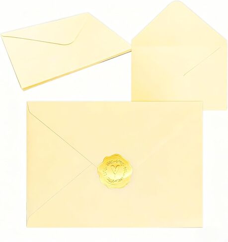 10 Pack 5x7 Inch Envelopes with Gold Seal Stickers, A7 Envelopes for Wedding Invitations, Greeting Card (10, Beige) in Saudi Arabia