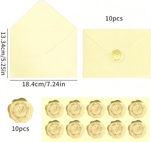 10 Pack 5x7 Inch Envelopes with Gold Seal Stickers, A7 Envelopes for Wedding Invitations, Greeting Card (10, Beige) in Saudi Arabia