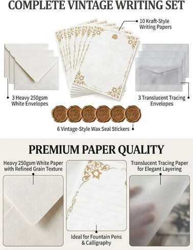 Writing Paper Set - Vintage Envelopes with Wax Seal Stickers and Retro Stationery for Letters and Gifts in Saudi Arabia