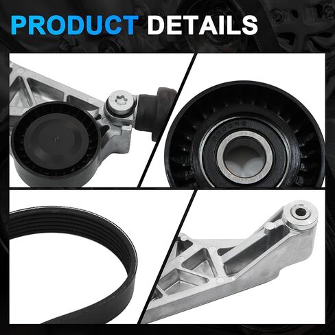 مجموعة شد حزام المحرك AUCERAMIC 4627038AA-KIT مناسبة لـ 2012 2013 2014 2015 2016 2017 2018 Jeep Wrangler JK 3.6L V6 استبدال 90K-39415 4627038AA مجموعة شداد الحزام مع بكرة in Kuwait