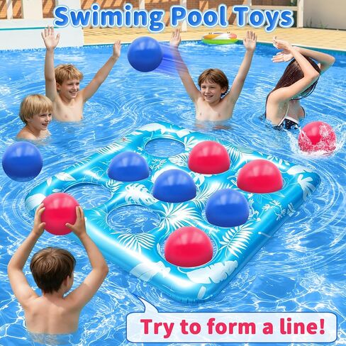 Intoypad Pool Toys for Kids Adults, Tropical Leaves Inflatable Swimming Pool Tic Tac Toe Game with 10 Balls Fun Summer Party Lake Above Ground Float Game Water Ball Toys for Kids Teens Adult （Blue in Saudi Arabia