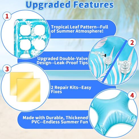 Intoypad Pool Toys for Kids Adults, Tropical Leaves Inflatable Swimming Pool Tic Tac Toe Game with 10 Balls Fun Summer Party Lake Above Ground Float Game Water Ball Toys for Kids Teens Adult （Blue in Saudi Arabia