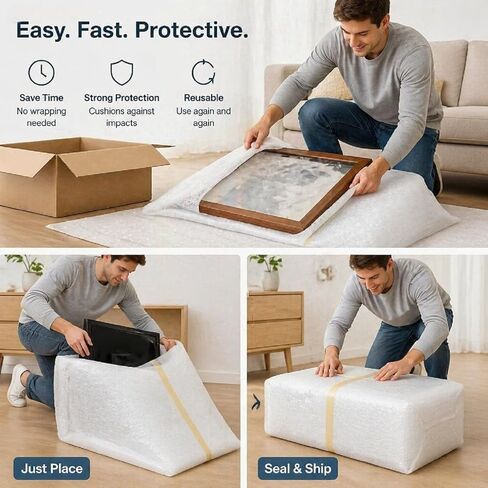 30x39Inch Bubble wrap for packing, Transparent Extra Large bubble wrap pouches,Canvas Artwork, Mirrors, Furniture Parts, Tv Screens, And More. (5Pcs) in Saudi Arabia