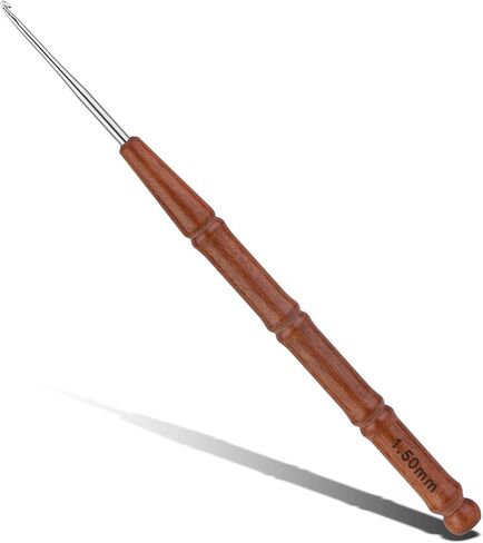 Wuadua 1.5mm Crochet Hook, Ergonomic Crochet Hook with Wooden Handle, Crochet Needle for Arthritic, Ideal for Lace Thread, Micro Crochet Hooks Perfect for Miniature Delicate Items in Saudi Arabia