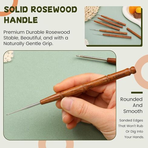 Wuadua 1.5mm Crochet Hook, Ergonomic Crochet Hook with Wooden Handle, Crochet Needle for Arthritic, Ideal for Lace Thread, Micro Crochet Hooks Perfect for Miniature Delicate Items in Saudi Arabia
