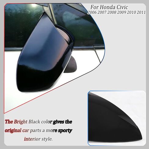 Side Mirror Cover,for Honda Civic 2006 2007 2008 2009 2010 2011, Bright Black Side Rear Mirror Covers Body Kit Accessories for Cars(Not for Coupe Model,Without Turn Signal) in Saudi Arabia